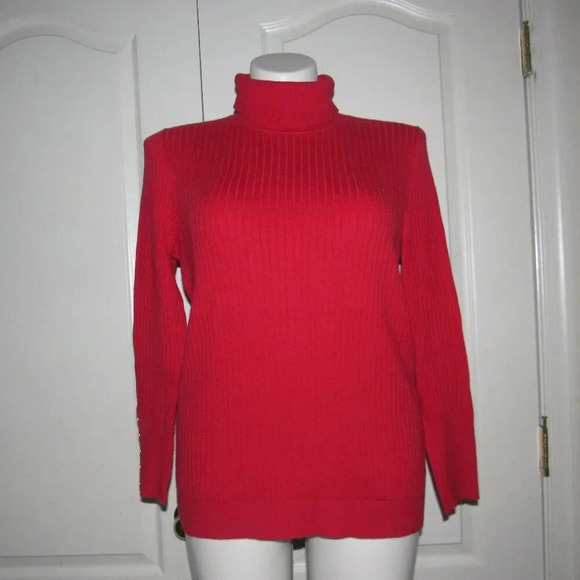 TALBOTS Ribbed Knit Turtleneck Red Long Sleeve Sweater Size X (Ladies 12W) - Picture 1 of 4